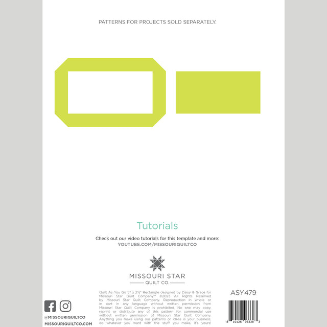 Quilt As You Go 5 quot x 2 1/2 quot Rectangle Template Designed by Daisy Gra