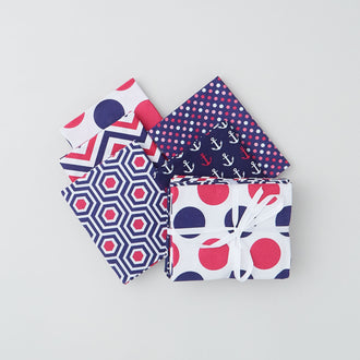 Navy and Pink Favorites 5 Piece Fat Quarter Bundle