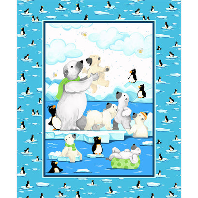 Burr the Polar Bear - Polar Bears Turquoise Panel