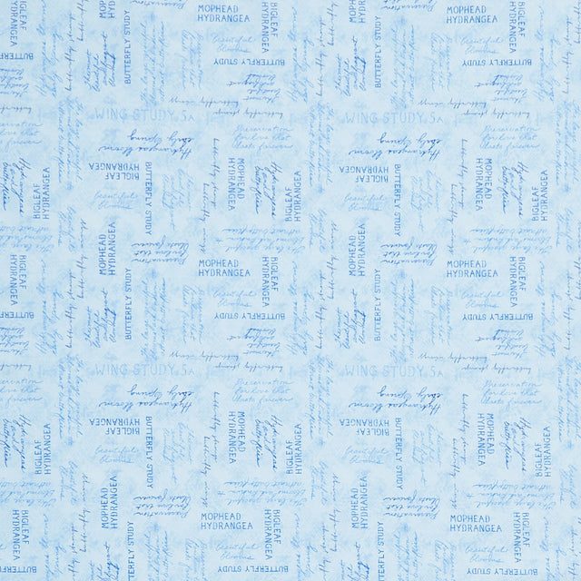 Hydrangea Mist - Word Toss Blue Yardage Primary Image