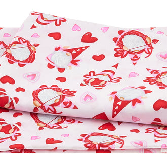 Gnomie Love - Tossed Cupid Gnomies Pink 2 Yard Cut