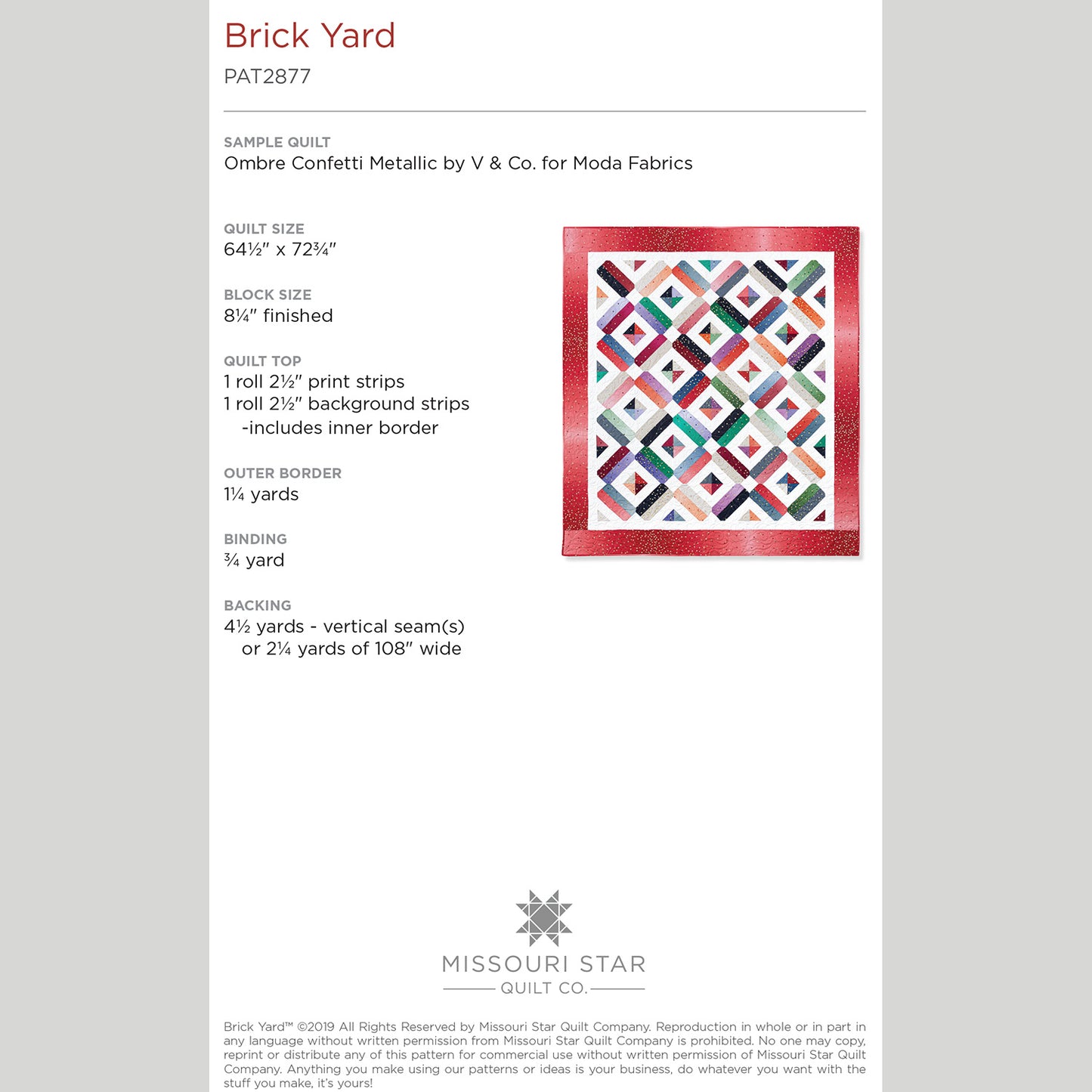 Digital Download - Brick Yard Quilt Pattern by Missouri Star Alternative View #1