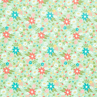 Strawberry Lemonade - Strawberry Blossoms Mint Yardage