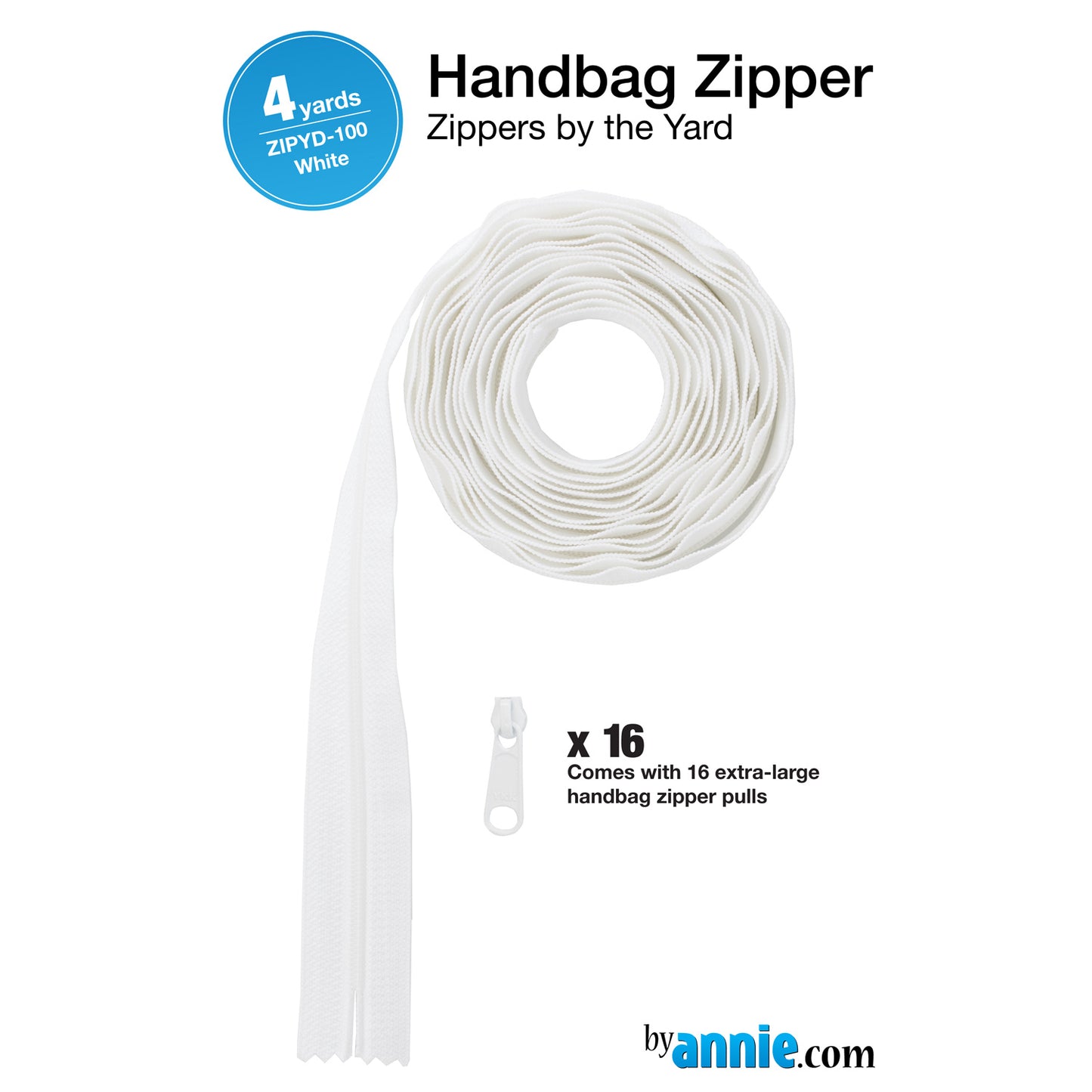 ByAnnie Zippers by the Yard - 4 yards White Primary Image