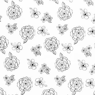 Night & Day - Medium Floral White Yardage