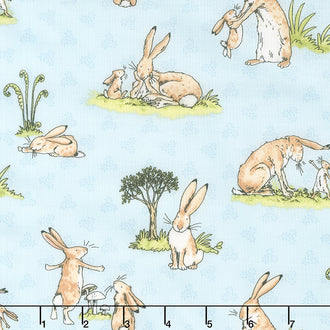 Guess How Much I Love You - Blue Hares Light Blue Yardage