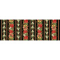 Deck The Halls ( Timeless Treasures) - Christmas Poinsettia 11" Stripe Black Yardage Alternative View #2
