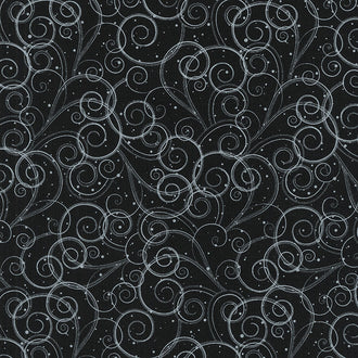 It's Snow Wonder - Swirls with Dots Black Yardage