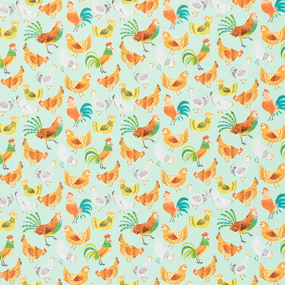 Dale Farm - Chickens Light Mint Yardage