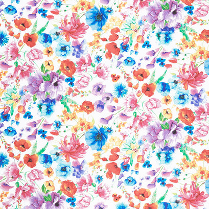 Day Dreaming - Rainbow Dream Florals White Digitally Printed Yardage