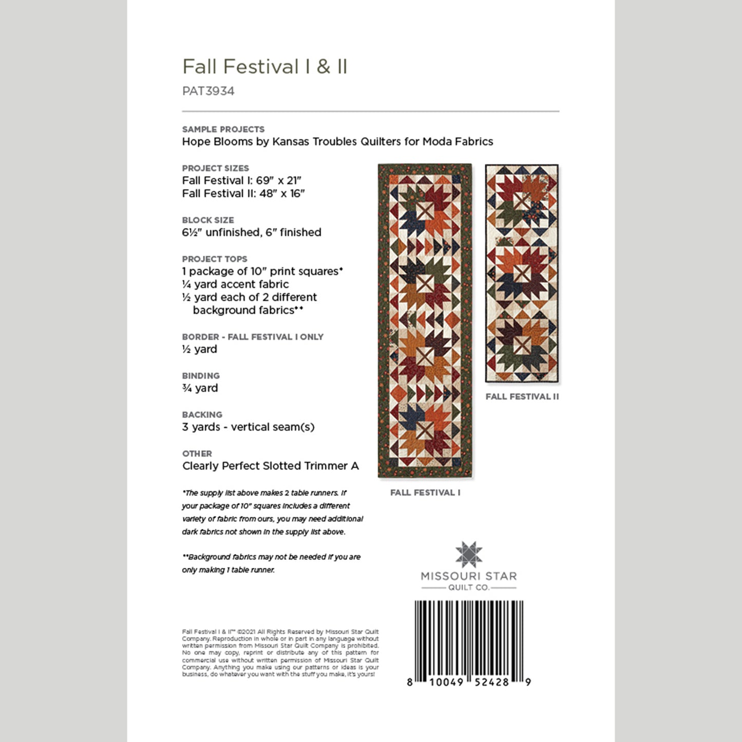 Digital Download - Fall Festival l & ll Quilt Pattern by Missouri Star Alternative View #1