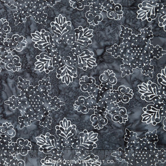 Artisan Batiks - Snowflakes Mixed Snowflake Charcoal Metallic Yardage