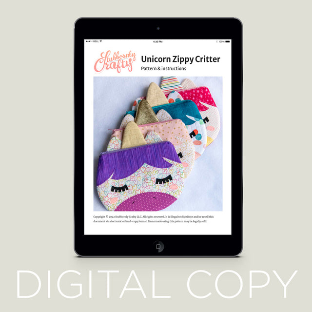 Digital Download - Unicorn Zippy Critter Pouch Pattern Primary Image