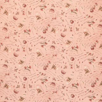 Froth and Bubble - Swirly Words Novelty Pink Yardage