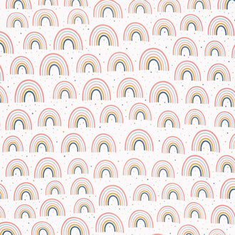 Novelty - Cute Rainbows and Dots White Yardage