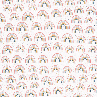 Novelty - Cute Rainbows and Dots White Yardage