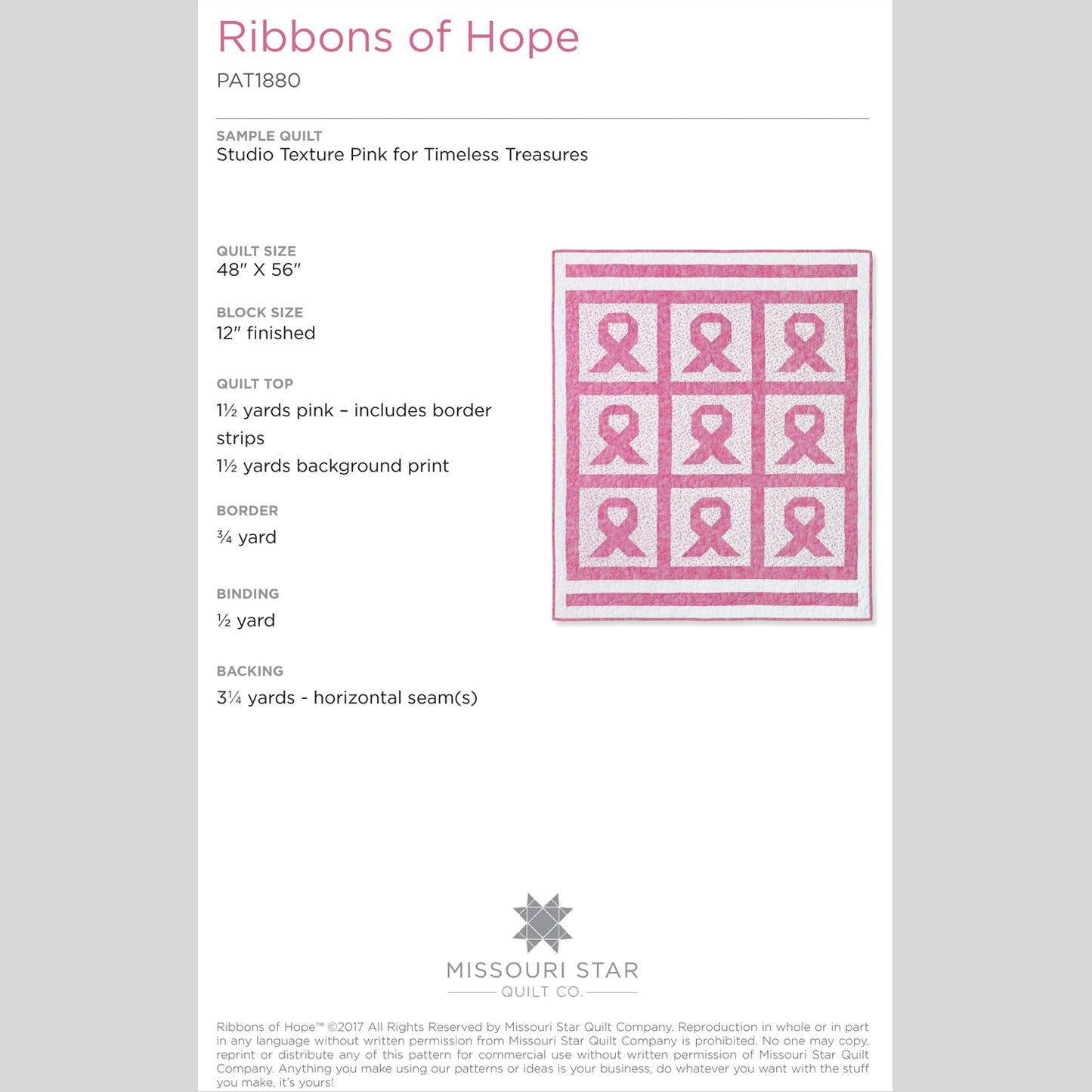 Digital Download - Ribbons of Hope Quilt Pattern by Missouri Star Alternative View #1
