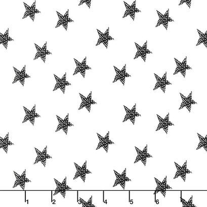 Capsule Pine Lullaby - Star Glow White Black Yardage