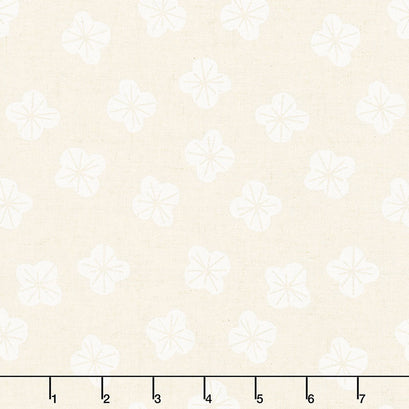 In the Dawn - Tossed Buds White Yardage
