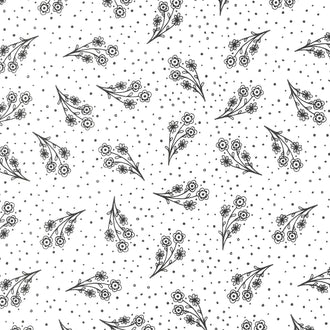 Night & Day - Small Floral White Yardage