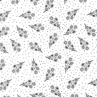 Night & Day - Small Floral White Yardage