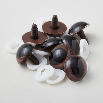 Plastic Slit Pupil Safety Eyes - 25mm Brown - 4 Pairs