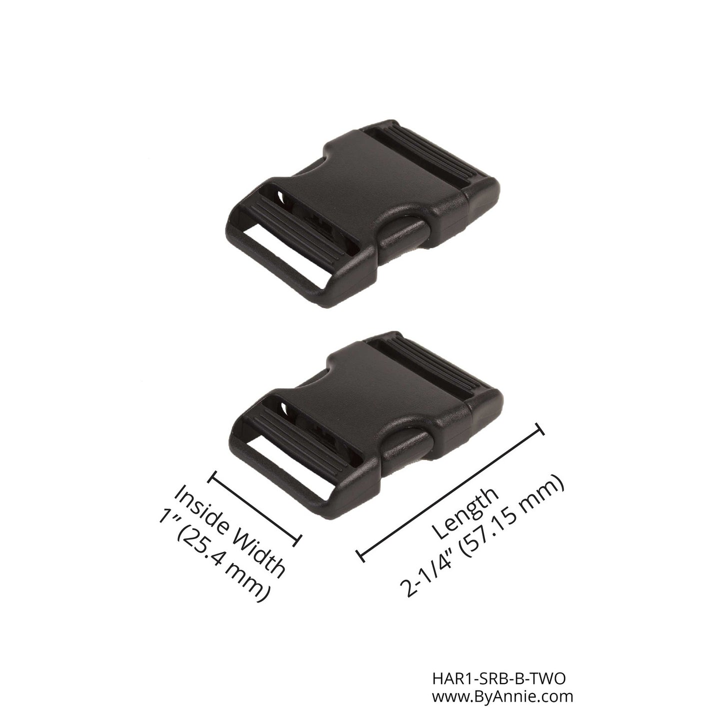 ByAnnie 1" Side Release Buckle Black - Set of Two Primary Image