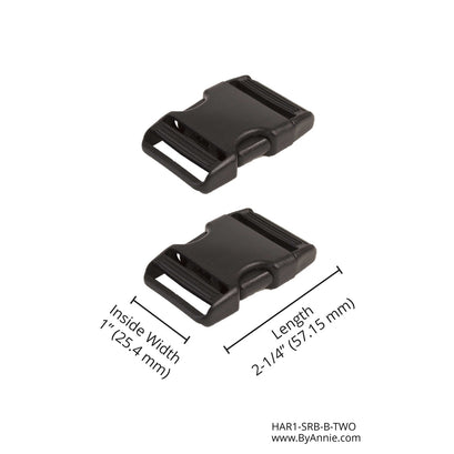 ByAnnie 1" Side Release Buckle Black - Set of Two