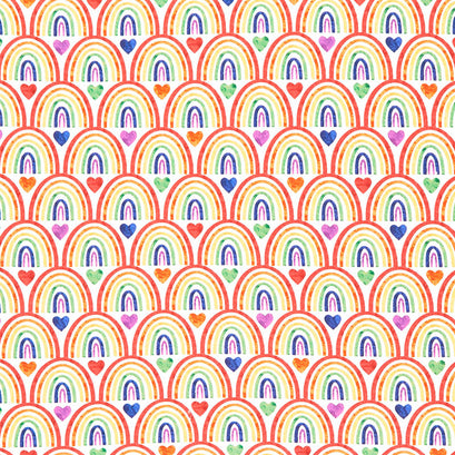 Better Together - Rainbows with Hearts Multi Yardage