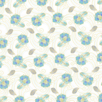 Jaikumari - Floral Cream Metallic Yardage