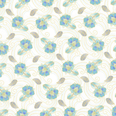 Jaikumari - Floral Cream Metallic Yardage
