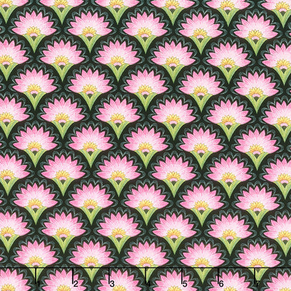 Water Lilies - Scallop Black Multi Yardage