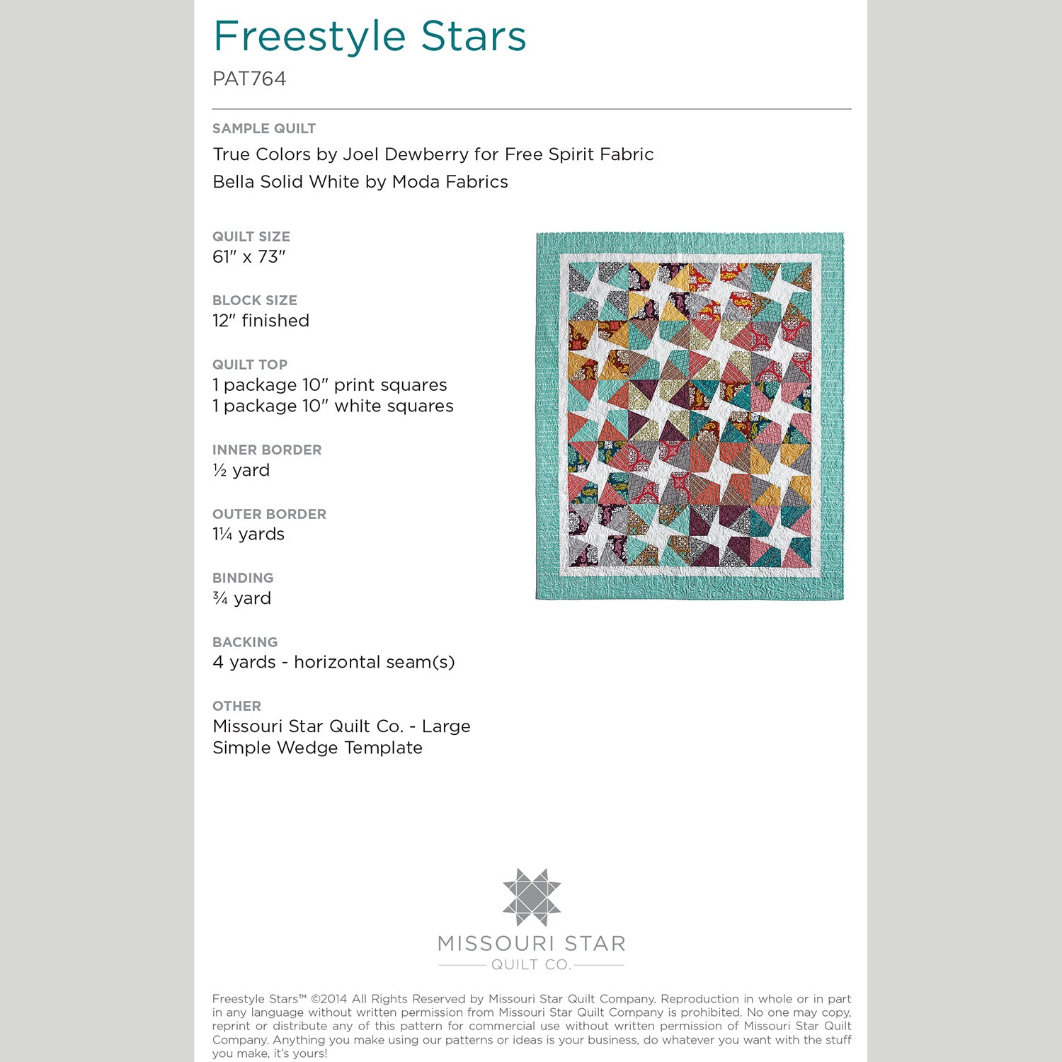 Digital Download - Freestyle Stars Quilt Pattern by Missouri