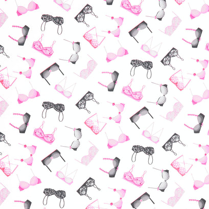 Pink Ribbon - Tossed Fashion Bras White Yardage