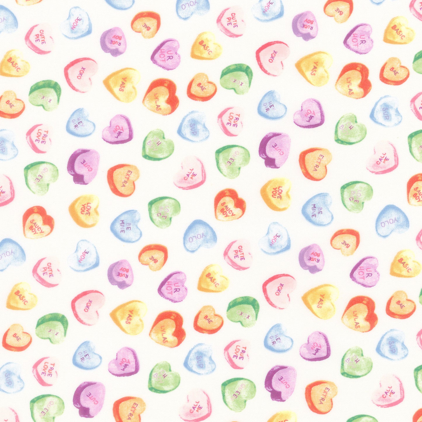 Monthly Placemat Panels - February Candy Hearts White Yardage Primary Image