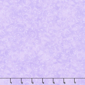 Pansy Paradise - Leafy Vine With Swirls Purple Yardage
