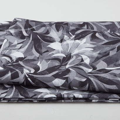 Shadow Leaves - Colorful leaves Black 108" Wide 3 Yard Cut
