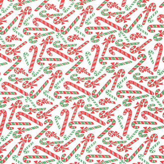 Reindeer Games - Candy Cane Dance Winter White Yardage