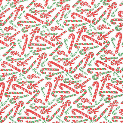 Reindeer Games - Candy Cane Dance Winter White Yardage