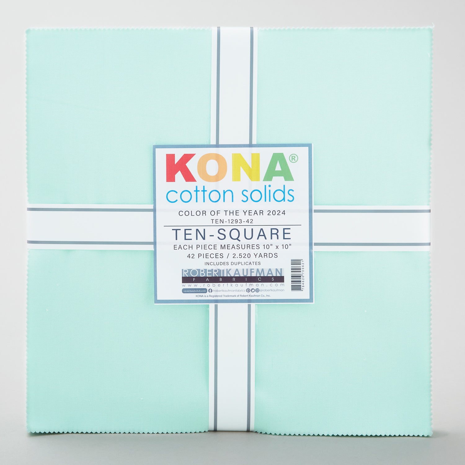 Robert Kaufman Fabrics Kona Cotton Color of The Year 2024 Julep Layer Cake Ten inch Squares