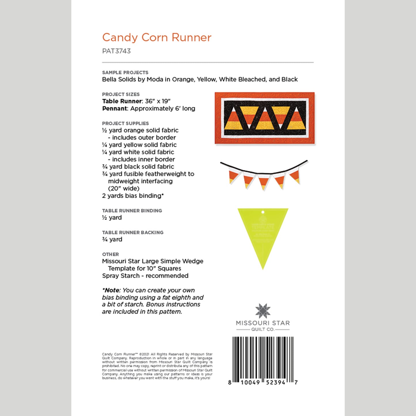 Digital Download - Candy Corn Runner by Missouri Star Alternative View #1