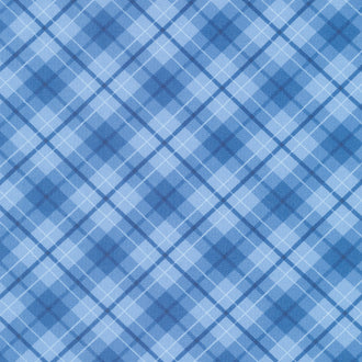 Lakefront - Diagonal Plaid Blue Yardage