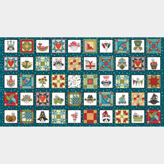 Hat on a Cat - Cat Blocks Teal Panel