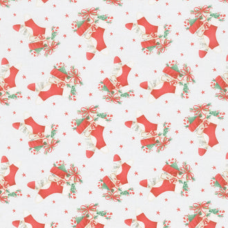 December Magic - Christmas Stockings Light Gray Yardage