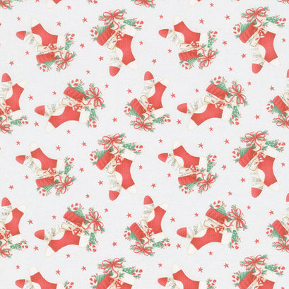 December Magic - Christmas Stockings Light Gray Yardage