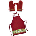 Deck the Halls - Apron and Oven Mitt Red Multi Digitally Printed Panel