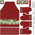 Deck the Halls - Apron and Oven Mitt Red Multi Digitally Printed Panel