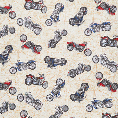 Route 66 - Patriotic Motorcycles on Map Natural Yardage