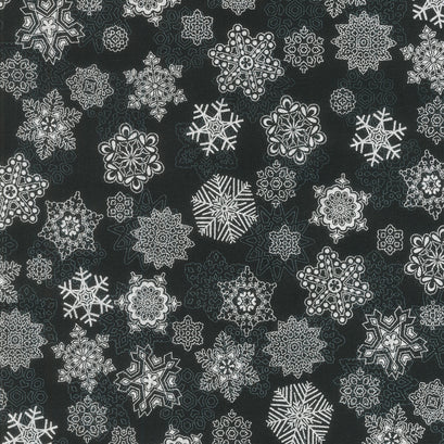Holiday Flourish - Snow Flower Taupe Colorstory Snowflakes Onyx Metallic Yardage