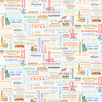 Destinations - Of the World Text Cream Yardage